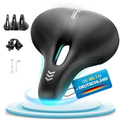 Obrázek YOUNGDO sedlo na kolo, pohodlné a ergonomické nový model, vylepšená vodotěsnost, paměťová pěna, prodyšné, tlumí nárazy, cyklistické pánské dámské (město)