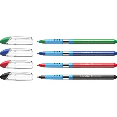 Obrázek Schneider 151294 Slider Basic kuličkové pero (model s krytem se zónou Soft Grip, tloušťka linky XB) 4dílné pouzdro, tříděné