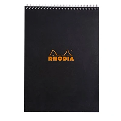 Obrázek Rhodia 185019C Note Pad s dvojitou spirálou, DIN A4, linkovaná, 80 g, 21 x 29. 7 cm, listů, černá