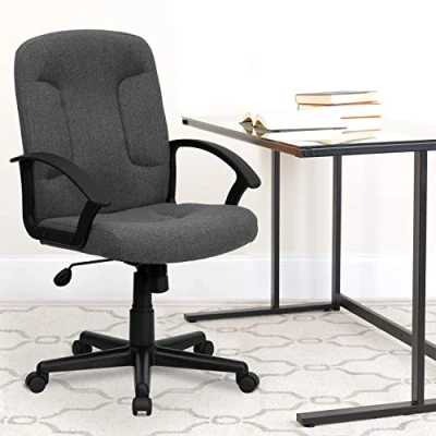 Obrázek Flash Furniture Šéfovské křeslo s nylonovými područkami, středně vysoké opěradlo, šedé
