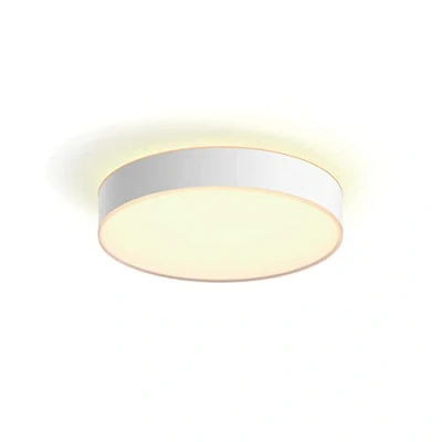 Obrázek Philips Hue White Ambiance Enrave stropní svítidlo M (2. 450 lm) vč. stmívače, stmívatelná lampa pro světelný systém se všemi odstíny bílé, chytré ovládání světla hlasem a aplikací, bílé