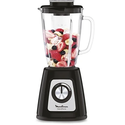 Obrázek Moulinex Standmixer, elektrischer Mixer, Glasschüssel 1,75 l, Leistung 800 W, sichere Verriegelung, ergonomisch, Bohnenmahlwerk, Smoothies, Crushed Eis, Blendforce schwarz LM430810