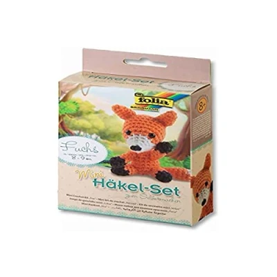 Obrázek folia 23907 mini háčkovací sada liška, kompletní k vytvoření roztomilé lišky, velikost cca 8 9 cm, pro děti od let a dospělé, jako dárek