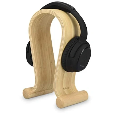 Obrázek kalibri držák na sluchátka stojan univerzální dřevo headset On Ear Headphone Stand bambusové světle hnědé