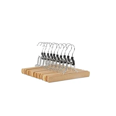 Obrázek Amazon Basics Dřevěné ramínko na šaty kalhoty, přírodní, balení po 10 kusech, 25 x 16,5 cm
