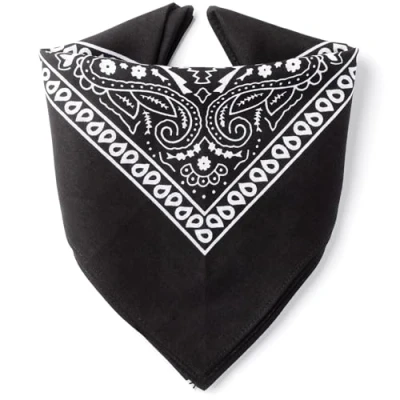 Obrázek Karl Loven Bandana 100% bavlna prémiová kvalita pro dámy a pány Šátek na krk hlavu Originální Paisley Vzor Headwear Vlasy Šál Nástavec Zápěstí Hlava Biker, černá