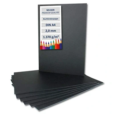Obrázek NEUSER PAPIER 10x knižní lepenka DIN A4 v černé barvě, tloušťka: 2,0 mm, gramáž: 1. 340 g/m²