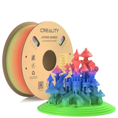 Obrázek Creality Official Hyper PLA Filament duhový S 1 kg, struna do 3D tiskárny pro vysokorychlostní tisk, dlouhá životnost a odolný, hladký, výkon přesnosti rozměrů +/ 0,03 mm