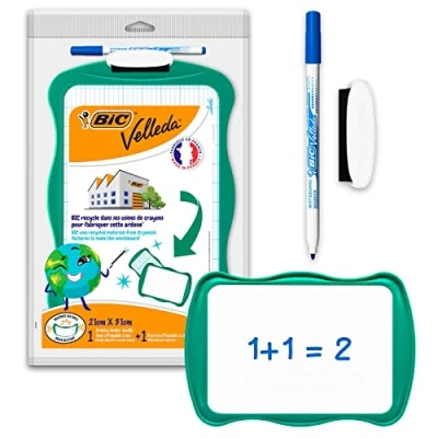 Obrázek BIC Velleda Whiteboard Set à 3: 1 Tafel (21 x 31 cm), Marker in blau und Schwamm