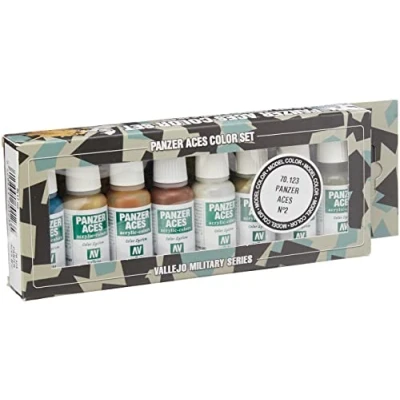 Obrázek Vallejo 070123 Farbset, Set 2 Panzer Holz, Leder und Matrizen, 8x17 ml