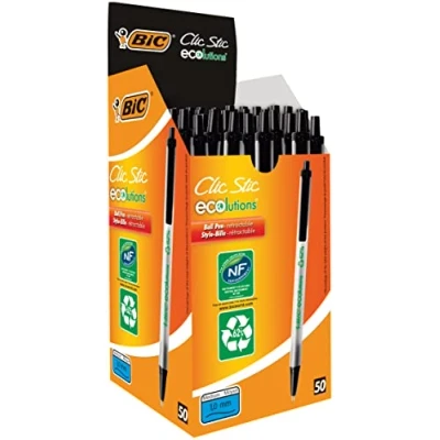 Obrázek BIC 8806871 kuličkové pero ECOlutions Clic Stic černé recyklované s certifikací ekologické etikety krabička po 50 ks