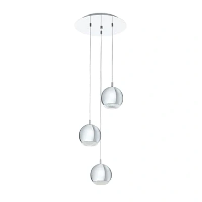 Obrázek EGLO LED závěsné svítidlo Conessa, závěsná lampa se 3 žárovkami, z kovu a plastu, na jídelní stůl v chromu, čirá, do obývacího pokoje s objímkou GU10