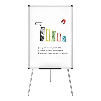 Obrázek VIZ PRO Stojan Flipchart Whiteboard, magnetické přenosné za sucha omyvatelné prkénko 90 x 60 cm, trojnožková bílá tabule nastavitelná výška