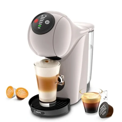 Obrázek Krups Kávovar na kapsle Nescafé Dolce Gusto Genio S, odnímatelná nádrž vodu 0,8 litru, teplé a studené nápoje, 1500 W, tlak čerpadla 15 bar, režim Eco, obzvláště kompaktní, šedohnědá, KP243AF0