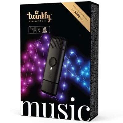 Obrázek Twinkly Music, Sound Sensor für LED Lichter, Bluetooth und Wi Fi zur Synchronisierung mit Musik Smarten Lichtern über App, Stromversorgung USB, Schwarz