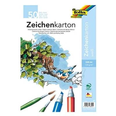 Obrázek folia 8300 karton na kreslení, 120 g/m², DIN A4, 50 listů, bílá kreslicí papír pro rozmanité kreativní nápady