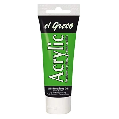 Obrázek KREUL 28363 El Greco Acrylic, 75ml tuba v fluorescenční zelené, vysoce pigmentovaná, lesklá akrylová barva ve studijní kvalitě, máslově malovatelná, pro pastosové malování