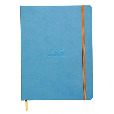 Obrázek Rhodia 117557C poznámkový sešit Rhodiarama s měkkou obálkou, dot grid, 80 listů, 90 g papír v barvě slonoviny, 190 x 250 mm, záložka, vnitřní kapsa, 1 kus, tyrkysově modrá