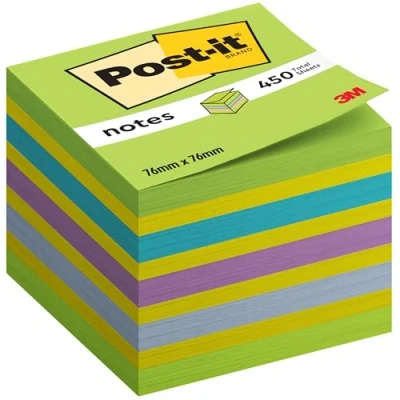 Obrázek Post it Notes kostka, modrá a zelená, 450 listů 76 mm x samolepicí poznámkové bločky na poznámky, pro seznamy úkolů jako připomínka