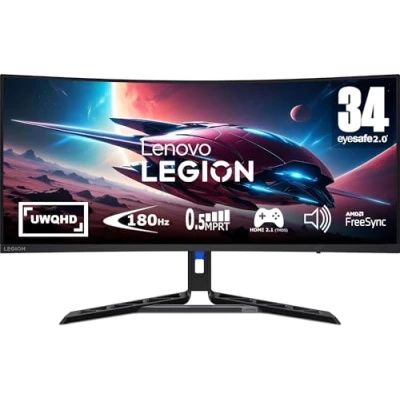 Obrázek Lenovo Legion R34w 30 34&quot; UWQHD Curved Gaming Monitor 3440x1440 180Hz 350 nits doba odezvy 0,5 ms panel VA HDMI DisplayPort AMD FreeSync Premium antireflexní 8,1 kg černý
