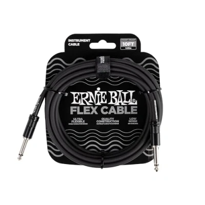 Obrázek Ernie Ball Flex Gitarrenkabel gerade/gerade 3 m (10 ft) Schwarz