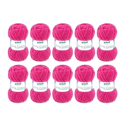 Obrázek Gründl King Cotton (měkká a objemná pletací háčkovací příze z 55 % polyakrylu 45 bavlny, 50 g / 78 m, tloušťka jehlic: 6 7, 10 x g), růžová