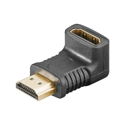 Obrázek Wentronic HDMI/HDMI úhlový adaptér volný (19pólový HDMI konektor zdířka) černý