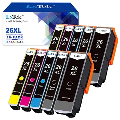 Obrázek LxTek 26XL patrony do tiskárny kompatibilní s Epson Multipack pro Expression Premium XP 600 620 510 520 820 810 800 605 615 700 720 XP600 XP620 (balení 10 ks)