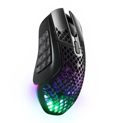 Obrázek SteelSeries Aerox 9 Wireless RGB herní myš s otvory v povrchu lehký jako pírko, vodoodpudivý design 18 tlačítek Bluetooth/2,4 GHz optický senzor TrueMove Air 000 DPI
