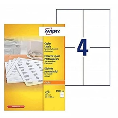 Obrázek AVERY Box mit 400 selbstklebenden Mehrzweck Etiketten, Format 105 x 148,5 mm, Kopierdruck, (DP004 100)