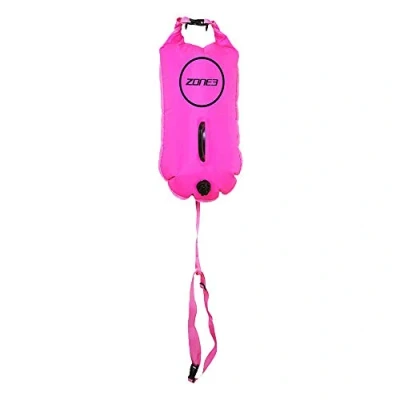 Obrázek ZONE3 Freiwasser Schwimmboje Sicherheitsschwimmer für Triathlon Boje mit 28L wasserdichter Tasche Schwimmzubehör Training und Wettkampf Verstellbarer Gürtel, Pink