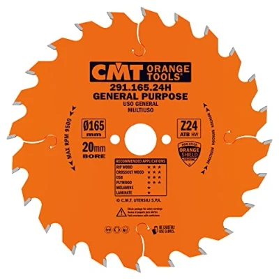 Obrázek CMT Orange Tools Kreissägeblatt HW 165 x 2,2 / 1,6 20 Z=24 15 ATB 291.165.24H für Längs und Querschnitte