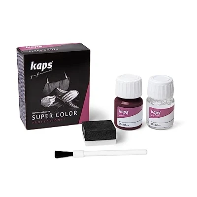 Obrázek KAPS Profesionální barva na kůži &quot;Super Color&quot; + &quot;Preparer&quot; pro přírodní kůži, syntetiku a textil (vždy 25 ml) péči opravy kožených bot v různých barvách (111 Bordeaux)