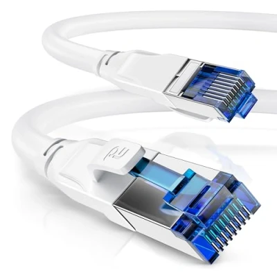 Obrázek CSL 10m CAT 8. 1 síťový kabel 40 Gbits LAN patch datový 8 High Speed Gigabit Ethernet Cable 40000 Mbits rychlost optického vlákna S/FTP PIMF Stínění RJ45 konektor