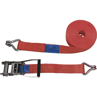 Obrázek PETEX 43193912 ráčnový upínací popruh 2dílný 8 M, 50 mm, 2000/4000 Dan, dvojité špičaté háky, ráčna 23 cm, červený