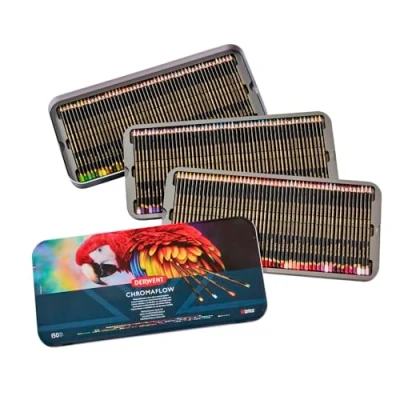 Obrázek Derwent Chromaflow Buntstifte, 150 Stück in Dose, 3,5 mm runder Kern, Premium Kernstärke, mischbar mit glatter Textur, ideal zum Zeichnen, Färben und Schichten, professionelle Qualität, 2306063