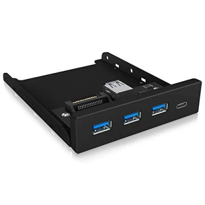 Obrázek ICY BOX 60432 USB 3 přední panel, 1x C, 3x A, 3,5 palce interní, kov, černý