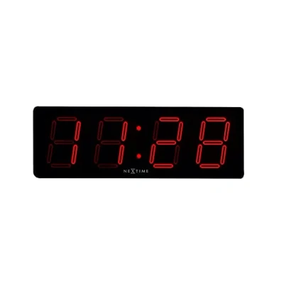 Obrázek NeXtime NT3059 Big D nástěnné hodiny, kov a plast, černé, 51,5 x 18 4,5 cm