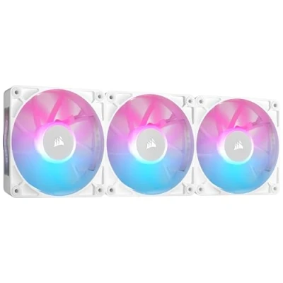 Obrázek Corsair iCUE LINK RX120 RGB 120 mm PWM ventilátor s System Hub magnetické kupolové ložisko balení po třech kusech bílé