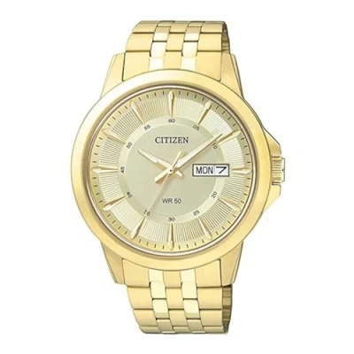 Obrázek CITIZEN Pánské analogové hodinky ocel pásek z ušlechtilé oceli zlato 41 mm, Zlatá, Classic