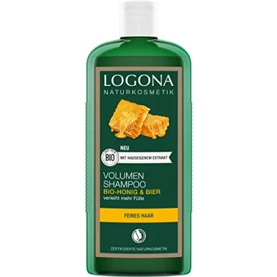 Obrázek LOGONA Naturkosmetik Objem šamponu pro přirozeně plné vlasy, vhodný jemné pečující šampon na vlasy s pivem a bio medem, 1 x 250 ml
