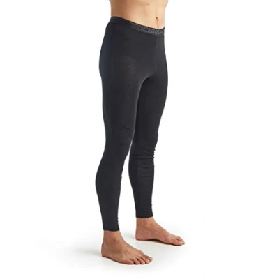 Obrázek Icebreaker 100% Merinowolle Herren Base Layer Everyday Leggings 175 Ultralight Fabric Merino Thermo Unterwäsche Männer Winter Thermounterwäsche Thermohose Black/Monsoon, S