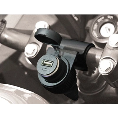 Obrázek BC Battery Controller 710 S12USB vodotěsná palubní zásuvka/zdířka zapalovače cigaret s držákem řídítek pro motocykl USB adaptérem 5 V
