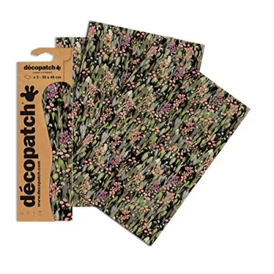 Obrázek Decopatch Papier No. 741 (grün pink Blumenwiese, 395 x 298 mm) 3er Pack