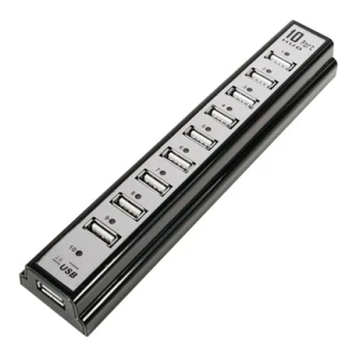Obrázek LogiLink USB 2. 0 hub (10 portů) vč. síťového zdroje a LED indikátoru aktivity