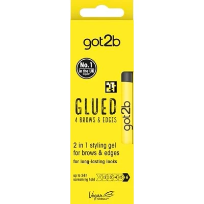 Obrázek got2b Glued 4 Brows &amp; Edges Gel 2 in 1 16ml, Screaming Hold Brow Gel, klares Augenbrauengel für langanhaltende Looks, stark haltendes got2b, vegane Formel*, natürlich gewonnene