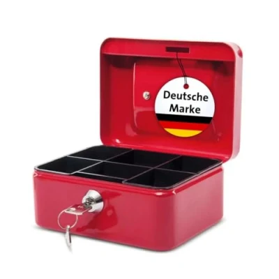 Obrázek MAUL Kazeta na peníze z oceli 15,2 x 12,5 8 cm uzamykatelná malá s vložkou mince pokladna se 2 klíči Ideální jako pokladnička, pokladna,