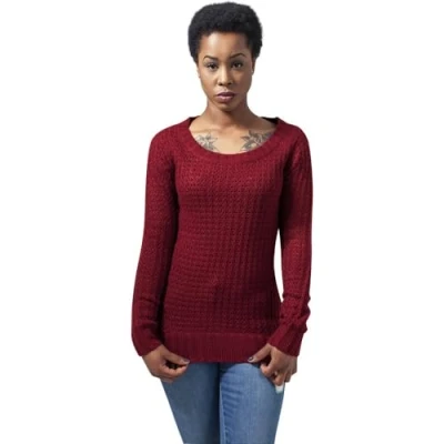 Obrázek Urban Classics Ladies LONG Wideneck Sweater Svetr, Ženy, Velikost: Medium, Burgundy