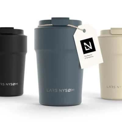 Obrázek LARS NYSØM termohrnek na kávu to go 380 ml cestovní hrnek bez obsahu BPA, 0,38 litru, s izolací, zabezpečený proti vytečení, z ušlechtilé oceli, a čaj cestách