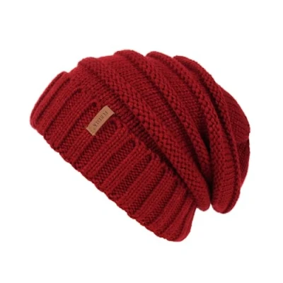 Obrázek FURTALK pletená čepice dámská Slouch Beanie Street Style Hrubá zimní Klasická měkká Zima, červená